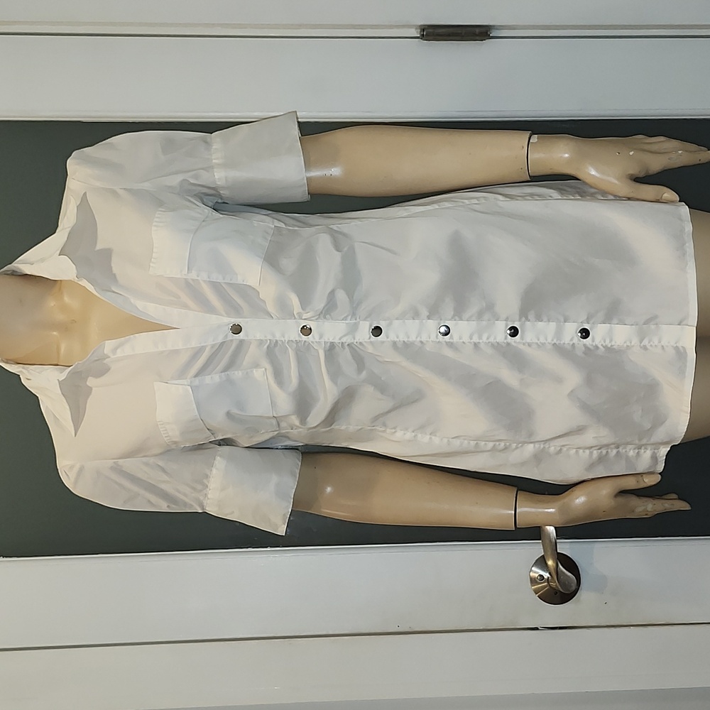 CINQUE White Cotton Blend snap Down Top Size US S EU 36
